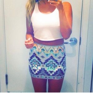 Express Aztec Sequin Mini Skirt
